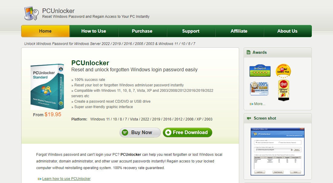 pcunlocker windows login password reset software
