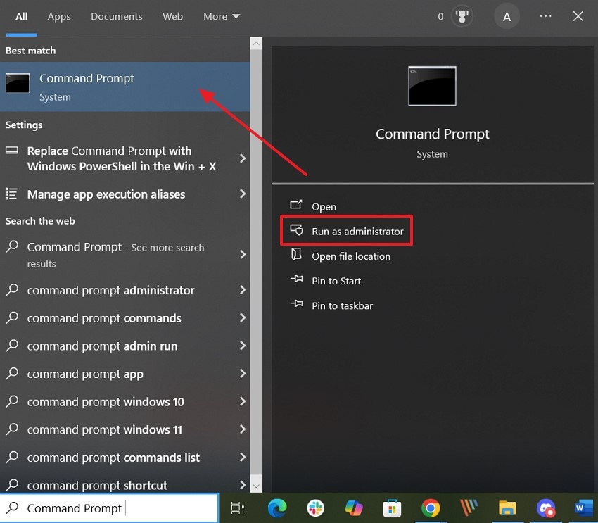 access command prompt administrator