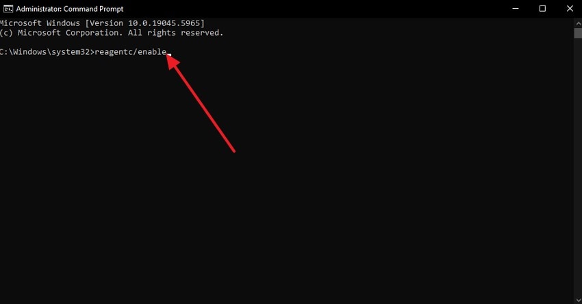 run reagentc enable command prompt