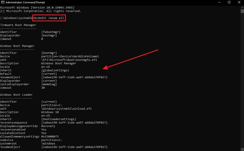 define path using bcd entries