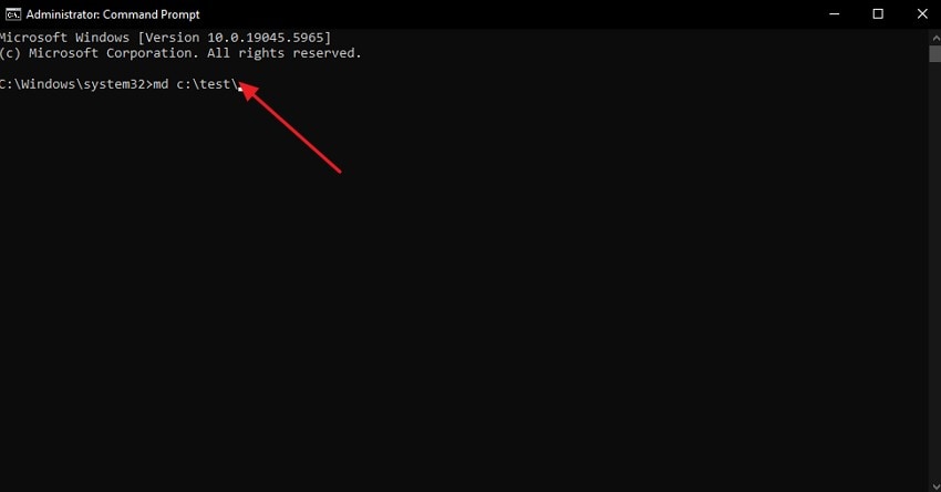 run md c test on command prompt