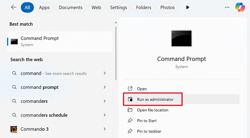 access the command prompt