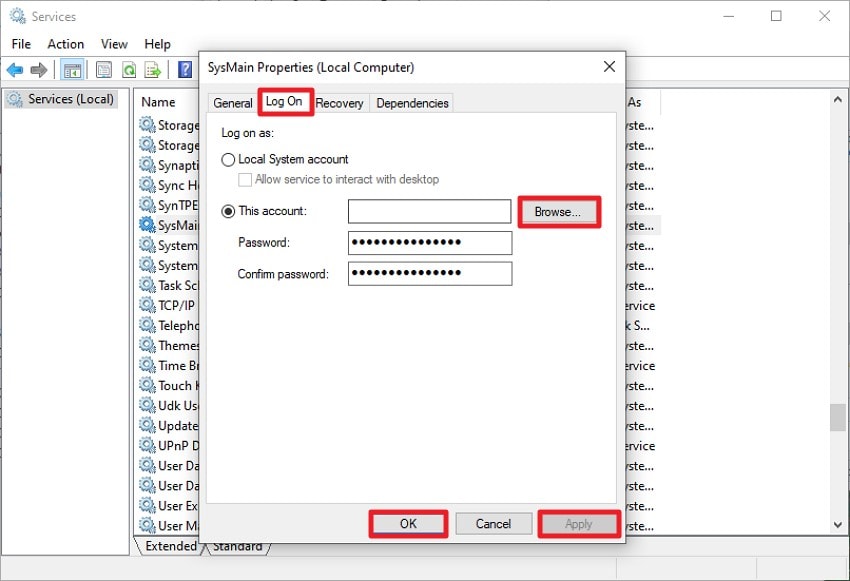 select log on choose account