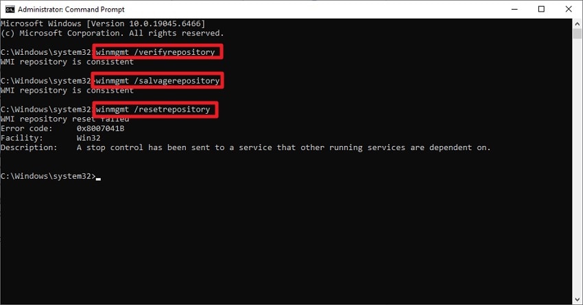 repair wmi repository via cmd