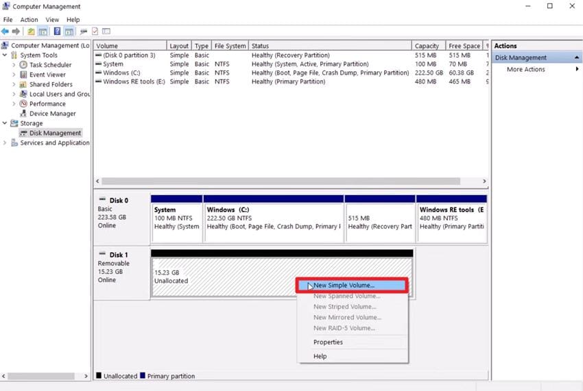 choose new simple volume