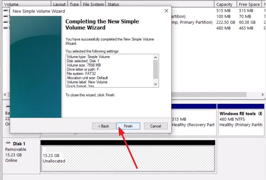 follow prompt press finish