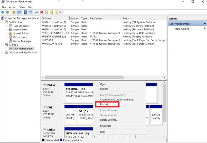 locate usb press format