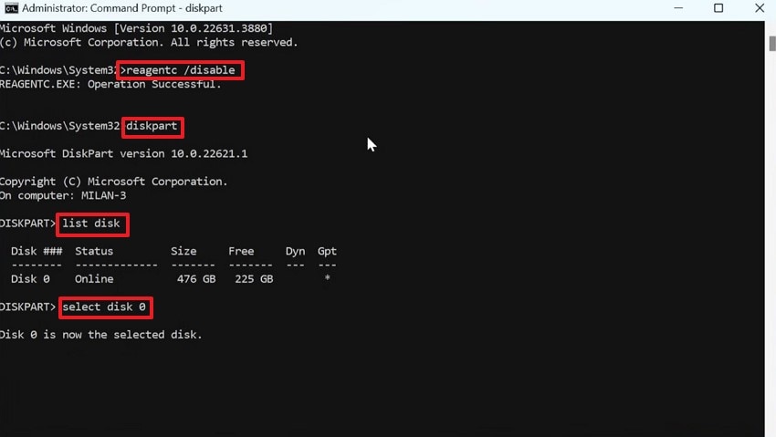 resize recovery partition command prompt