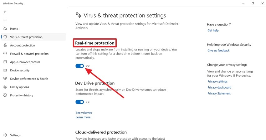 enable real-time protection