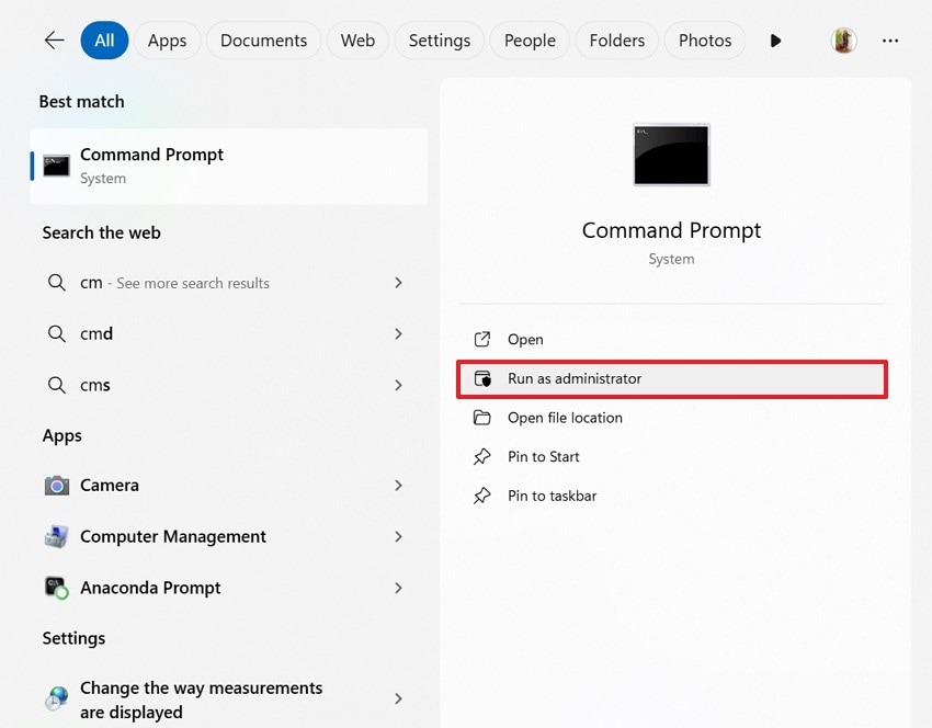command prompt run as administrator