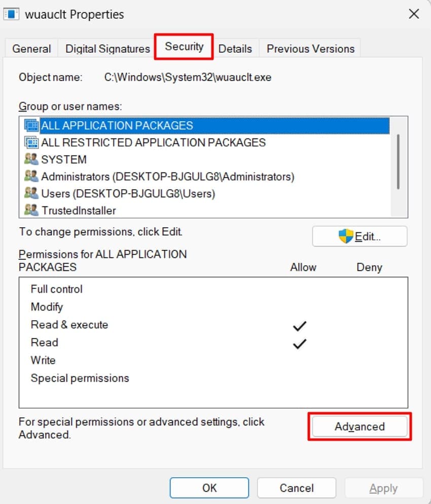 shift security and advanced settings