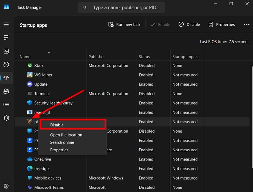 disable running apps