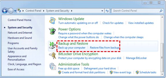 backup and restore in windows 7