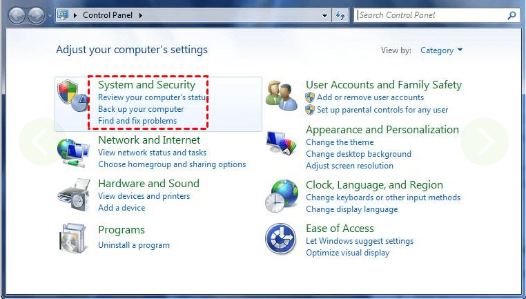 system and security in windows 7