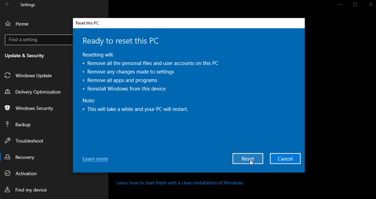 reset your pc