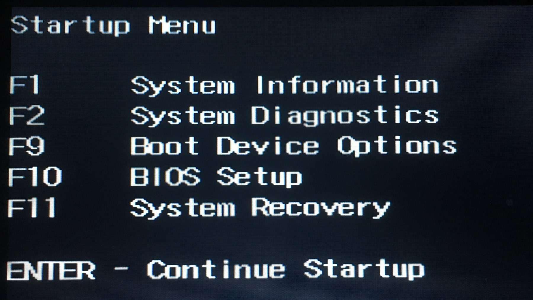 boot screen options