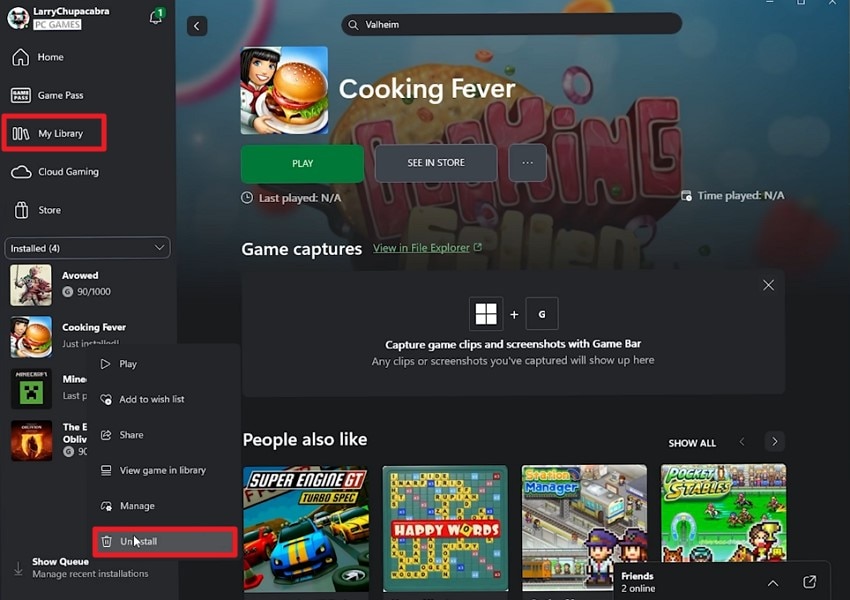 uninstall affected game