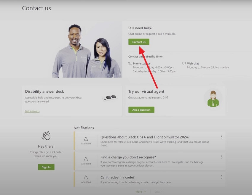 contact xbox support center