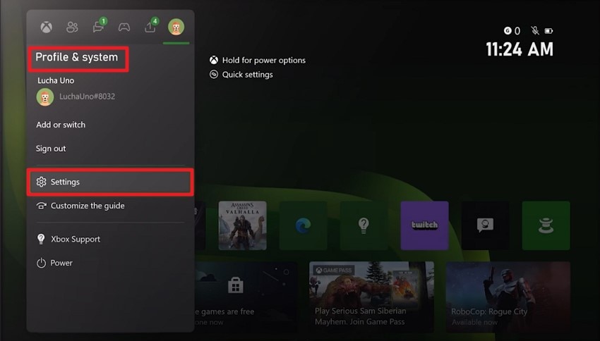access profile and system settings