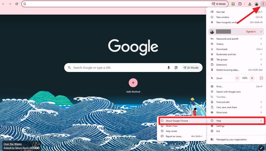 open browser choose about