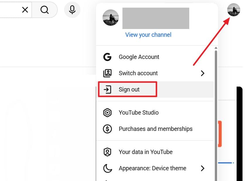 access profile choose sign out