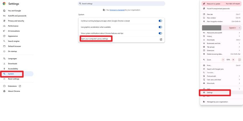 choose settings press system