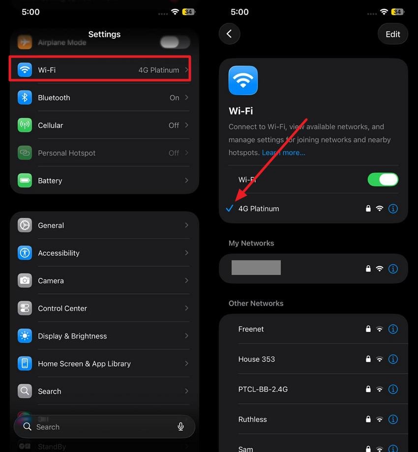 check network on ios and android