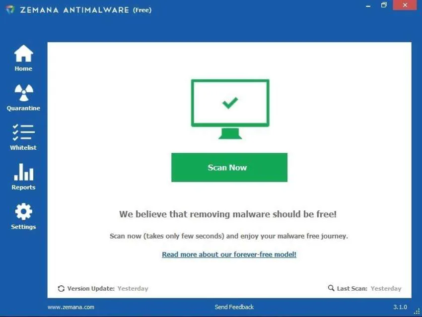 zemana antimalware interface