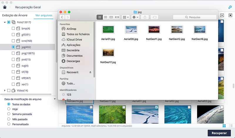 visualizar e recuperar arquivos do disco rígido externo no Mac