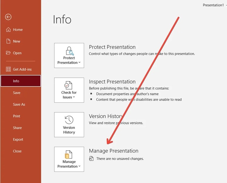powerpoint manage presentation 