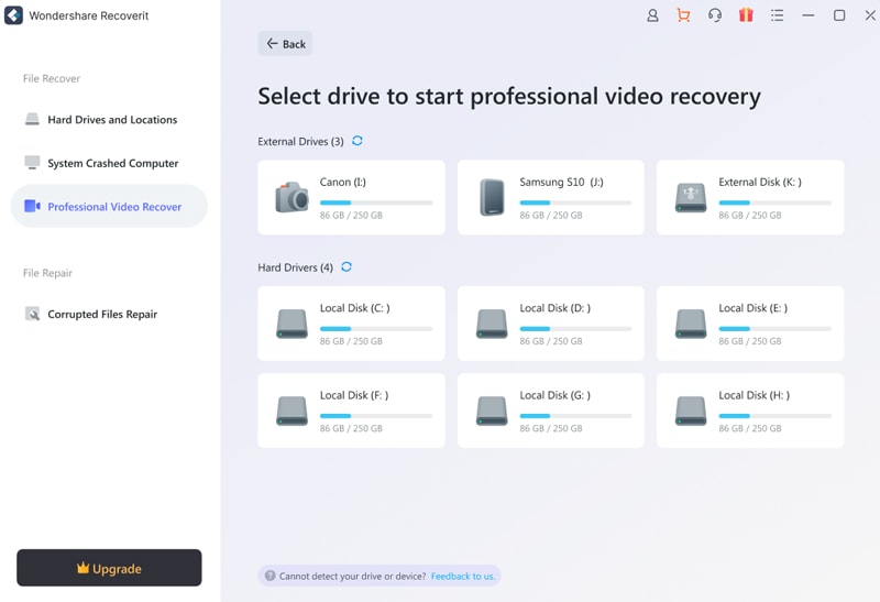 start advanced video recovery