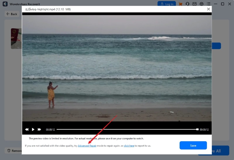video repair try advanced repair