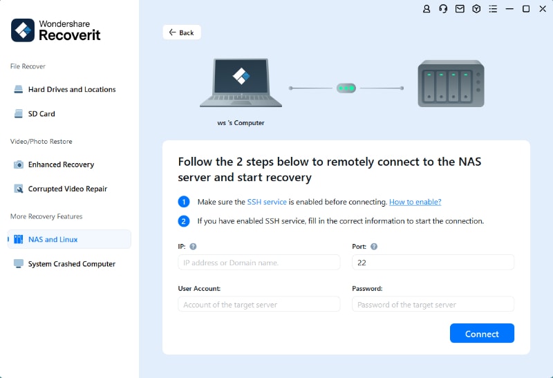 restore lost data by connecting nas storage device