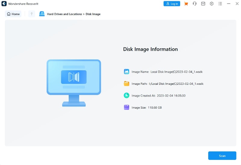 visualizzazione delle informazioni sull'immagine del disco