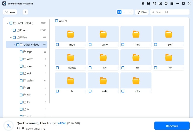 choose desired files to recover