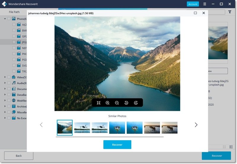 wondershare recoverit file preview