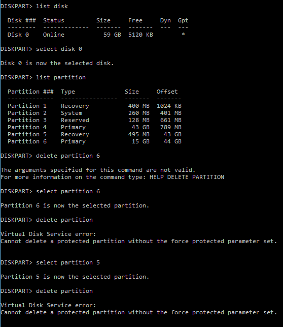 delete partition diskpart command 