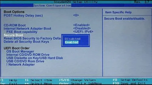 disable uefi support bios settings 