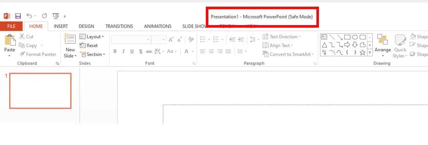 powerpoint opens in safe mode