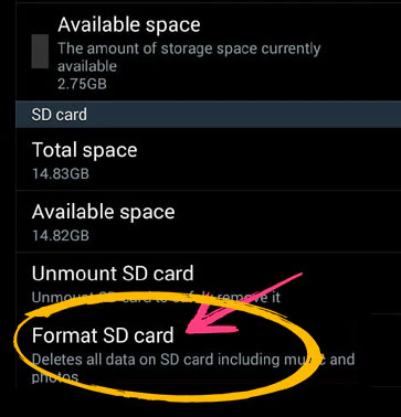 format sd card android 