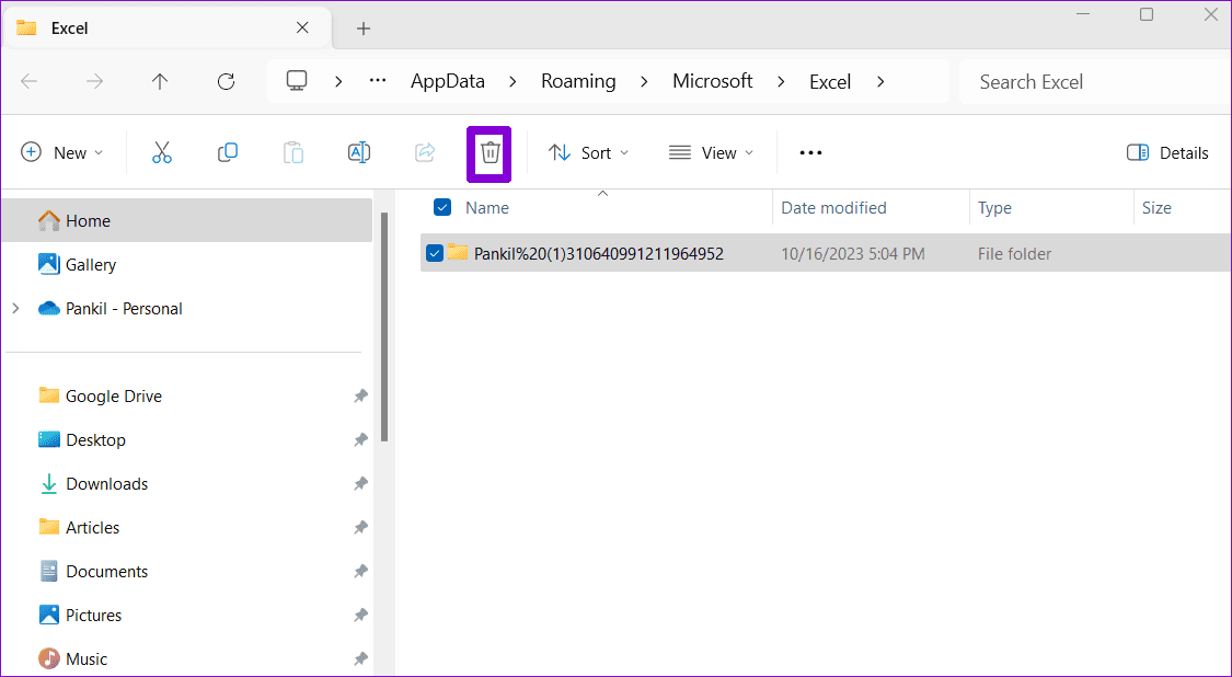 app data excel folder windows 