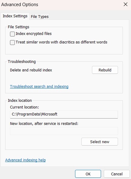 rebuild index 