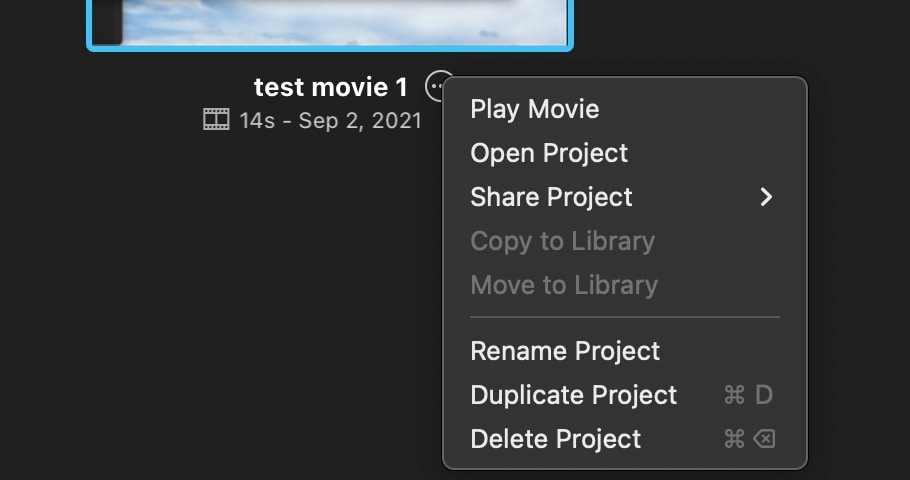 duplicate project imovie