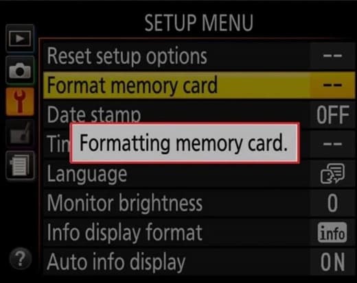 format memory card nikon