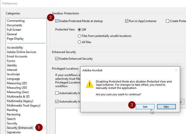 disable protected mode 