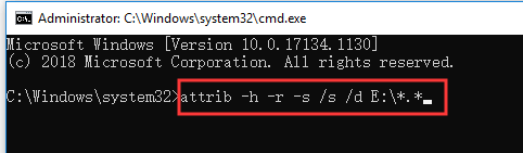 unhide files with attrib command 