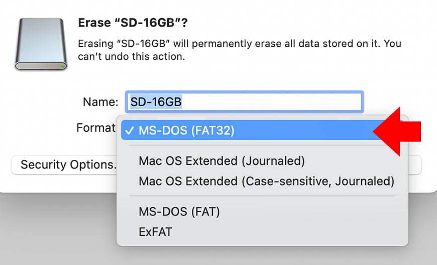 select format type 