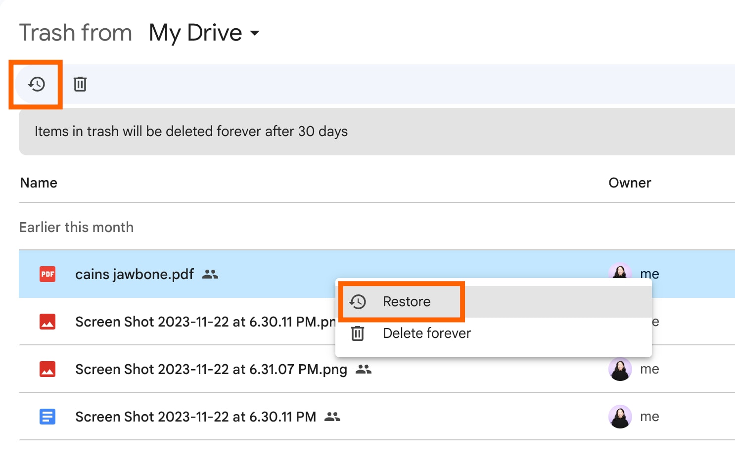 restore from cloud services 