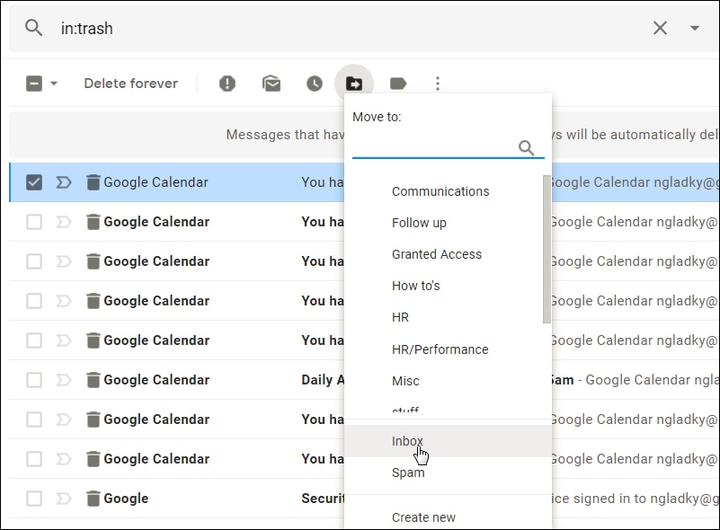 move to inbox 