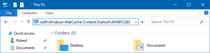 outlook temp folder 